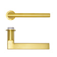 High quality image of the Rosso Tecnica - Varese Lever on 32mm Round Mini Rose - PVD Satin Brass | Sku. RT040-MINI-PVDSB | available to order from Trade Door Handles.