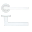 High quality image of the Rosso Tecnica - Varese Lever on Round Rose - Powder Coat White | Sku. rt040-pcw | available to order from Trade Door Handles.