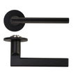 High quality image of the Rosso Tecnica - Varese Lever on 4mm Round Slim Sprung Rose - Powder Coat Black | Sku. RT040-SLIM-PCB | available to order from Trade Door Handles.