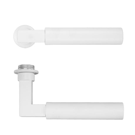 High quality image of the Rosso Tecnica - Garda Lever on 32mm Round Mini Rose - Powder Coat White | Sku. RT050-MINI-PCW | available to order from Trade Door Handles.