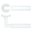High quality image of the Rosso Tecnica - Garda Lever on Round Rose - Powder Coat White | Sku. rt050-pcw | available to order from Trade Door Handles.