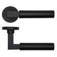 High quality image of the Rosso Tecnica - Garda Lever on Round Rose - Powder Coat Black | Sku. rt050pcb | available to order from Trade Door Handles.