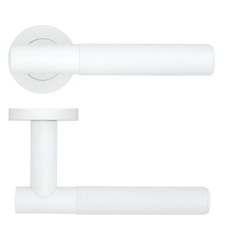 High quality image of the Rosso Tecnica - Orta Lever on Round Rose - Powder Coat White | Sku. rt060-pcw | available to order from Trade Door Handles.