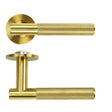 High quality image of the Rosso Tecnica - Orta Lever on 4mm Round Slim Sprung Rose - PVD Satin Brass | Sku. RT060-SLIM-PVDSB | available to order from Trade Door Handles.