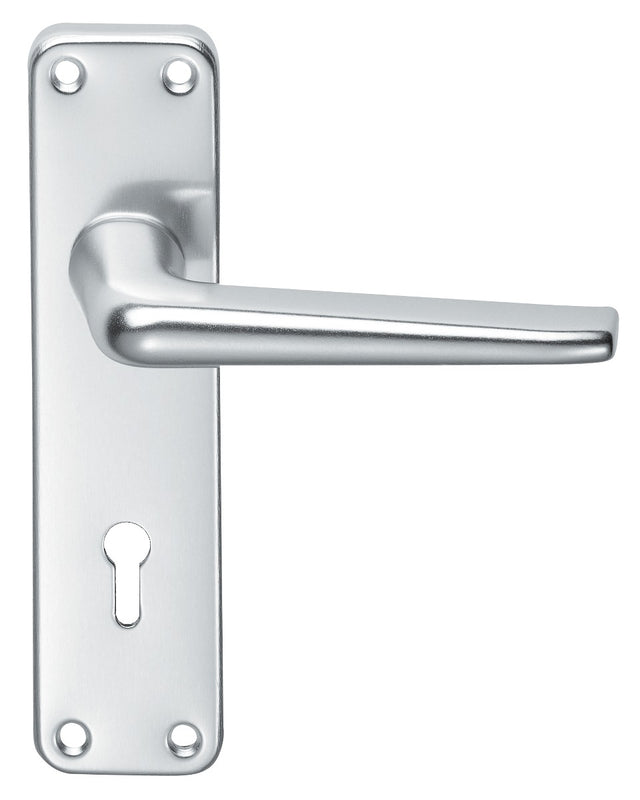 High quality image of Eurospec - Aluminium Lever on Lock Backplate - Satin Anodised Aluminium | Sku. saa21 | Trade Door Handles.