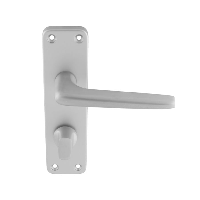 High quality image of Eurospec - Aluminium Lever on WC Backplate - Satin Anodised Aluminium | Sku. saa21wc | Trade Door Handles.