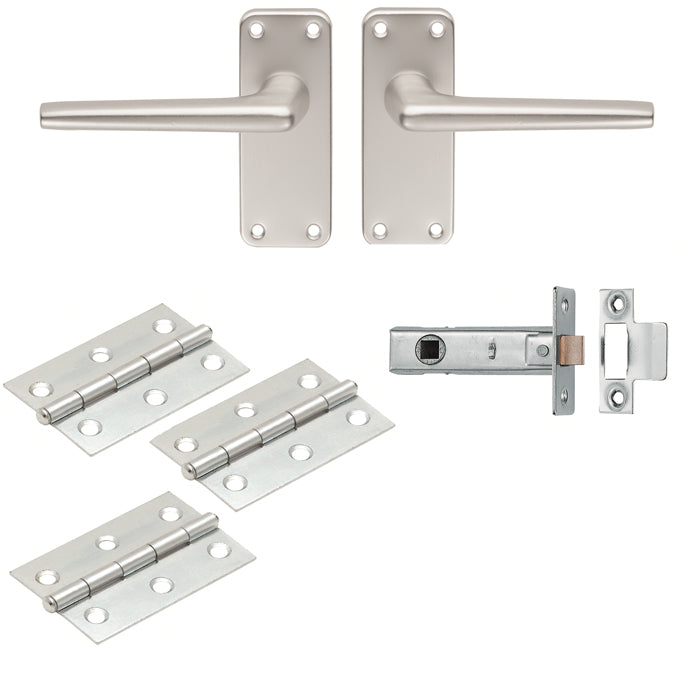 Carlisle Brass - ALUMINIUM LEVER LATCH INTERNAL PACK C/W SAA22 HANDLES 2.5â€ TUBULAR LATCH & 1.5 PAIR OF HINGES