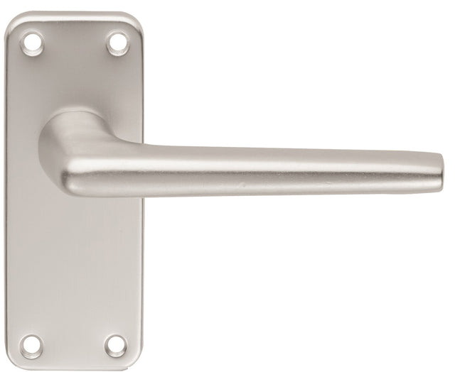 High quality image of Eurospec - Aluminium Lever on Latch Backplate - Satin Anodised Aluminium | Sku. saa22 | Trade Door Handles.