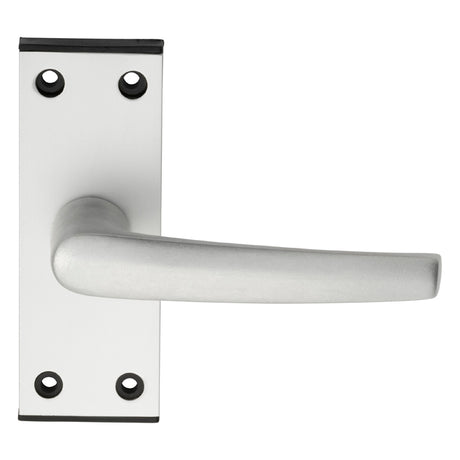 High quality image of Eurospec - Aluminium MIAL Lever on Latch backplate - Satin Anodised Aluminium | Sku. saa61 | Trade Door Handles.