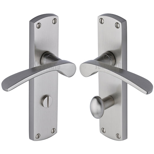 Sorrento Door Handle for Bathroom Luca Design Satin Nickel on Zinc Finish