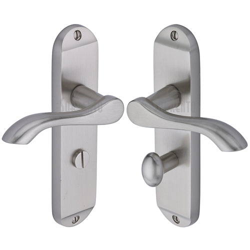 Sorrento Door Handle for Bathroom Aurora Design Satin Nickel on Zinc Finish