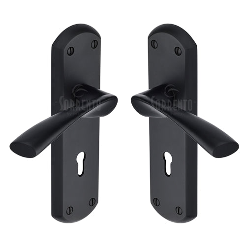 Sorrento Door Handle Lever Lock Atlanta Design Matt Black Finish