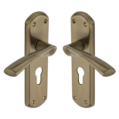 Sorrento Door Handle Euro Profile Plate Atlanta Design Antique on Zinc Finish