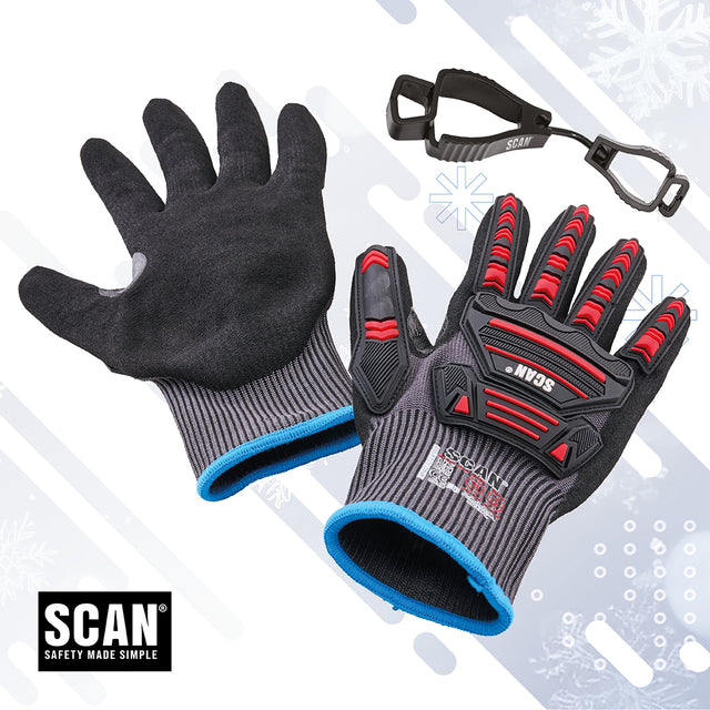 Scan Cut D Impact Resistant Work Gloves with Glove Clip