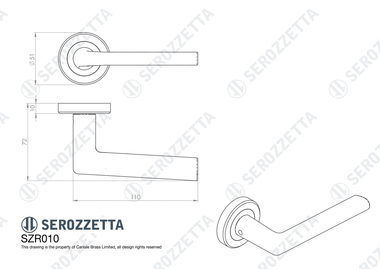 Serozzetta Door Furniture Polished Chrome / Round Rose Serozzetta - Dieci Lever on Rose Polished Chrome