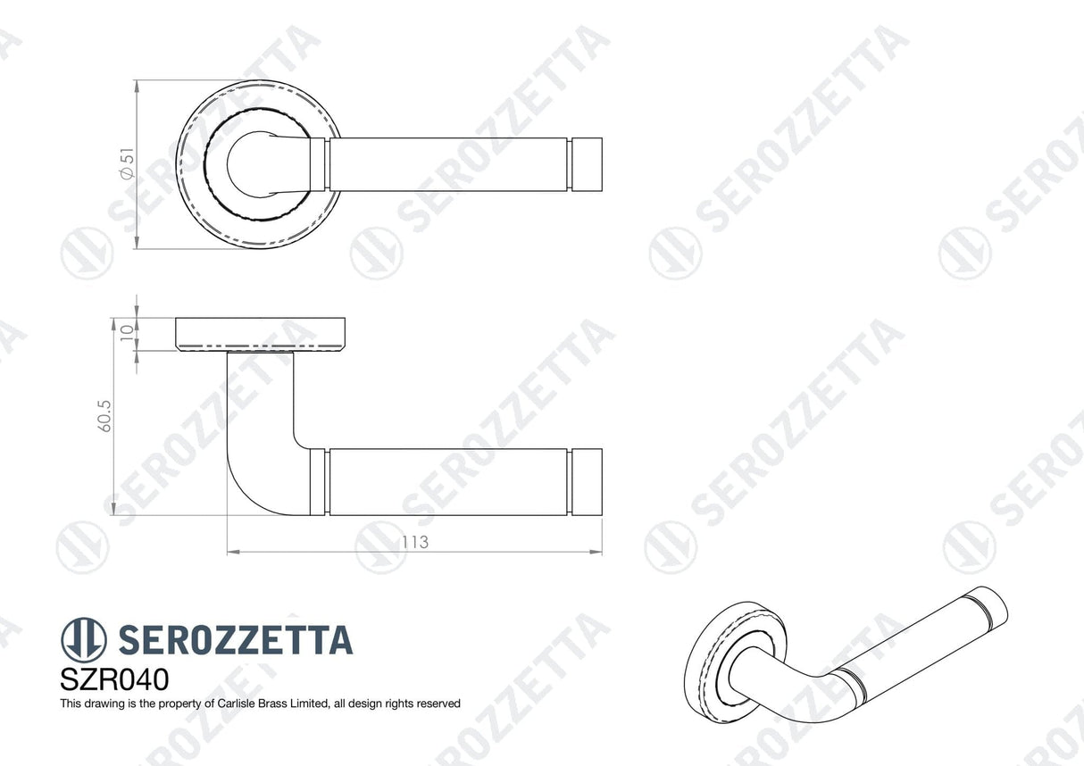 Serozzetta Door Furniture Polished Chrome/Satin Nickel / Round Rose Serozzetta - Quaranta Lever on Rose Polished Chrome/Satin Nickel