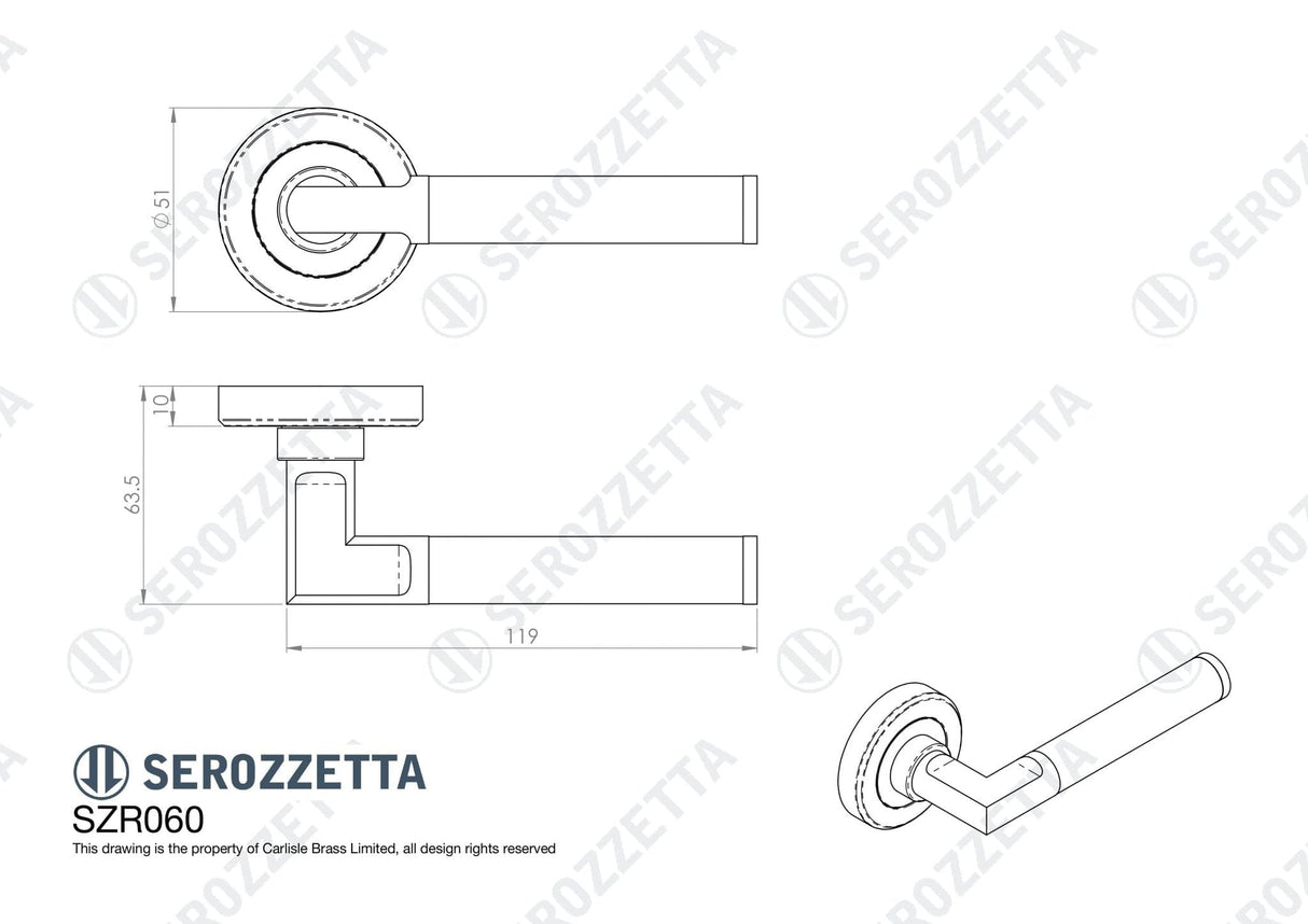 Serozzetta Door Furniture Polished Nickel/Satin Nickel / Round Rose Serozzetta - Sessanta Lever on Rose - Polished Nickel/Satin Nickel