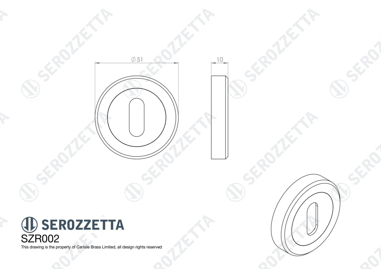 Serozzetta Door Furniture Polished Chrome / Mortice Key Profile Escutcheons Serozzetta - Standard Lock Profile Escutcheon Polished Chrome