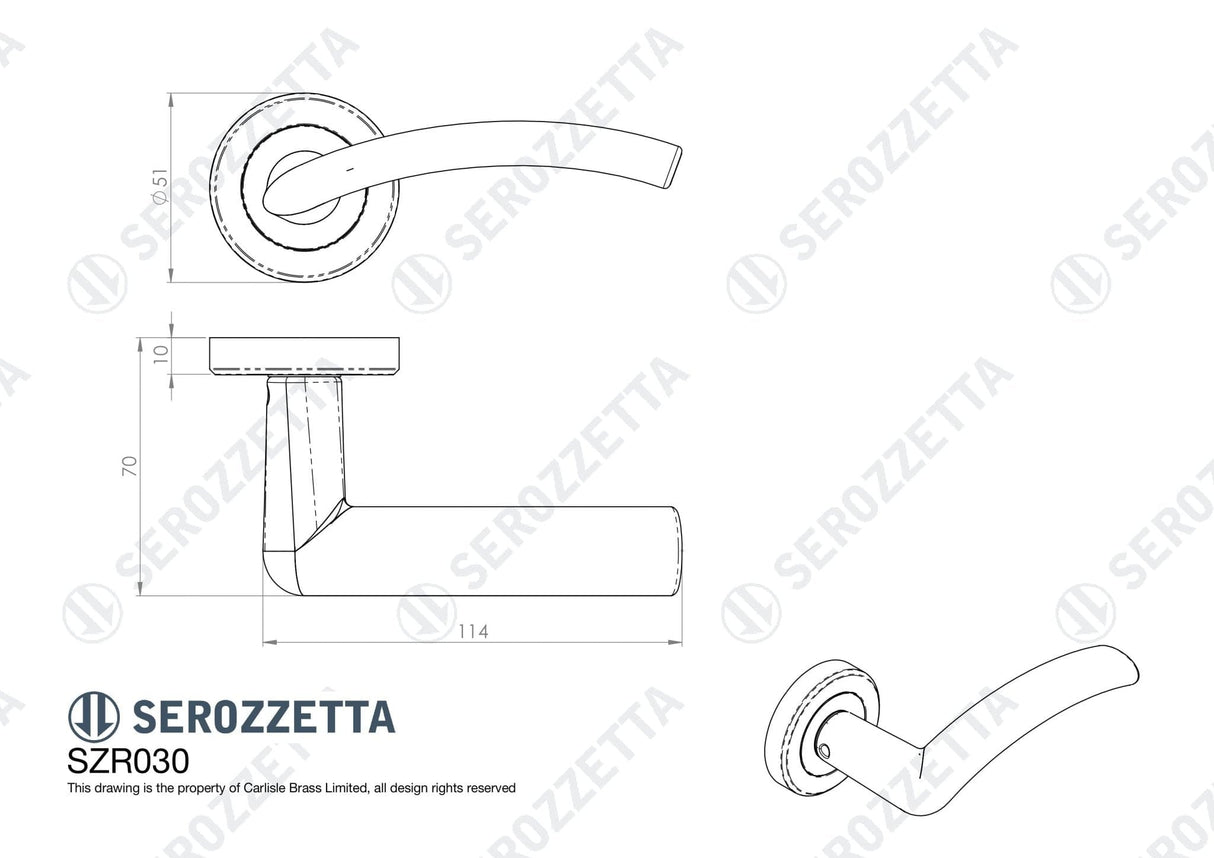 Serozzetta Door Furniture Polished Chrome / Round Rose Serozzetta - Trenta Lever on Rose Polished Chrome