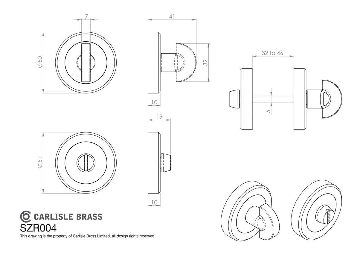 Serozzetta Door Furniture Polished Chrome / No Serozzetta - Turn and Release - Polished Chrome