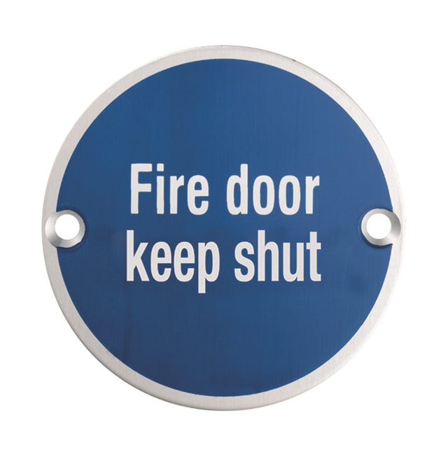 High quality image of Eurospec - Signage Fire Door - Keep Shut - Satin Stainless Steel | Sku. sex1016sss | Trade Door Handles.