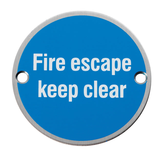 High quality image of Eurospec - Signage Fire Escape - Keep Clear - Satin Stainless Steel | Sku. sex1021sss | Trade Door Handles.