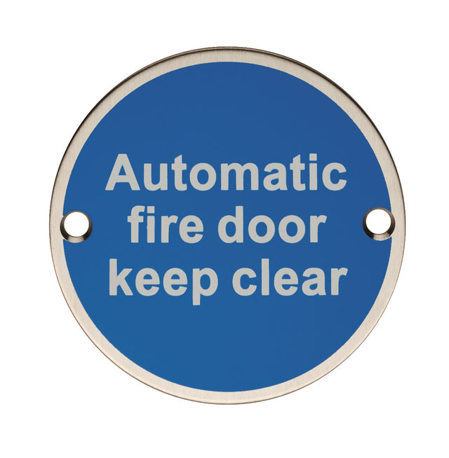 High quality image of Eurospec - Automatic Fire Door - Keep Clear - Satin Stainless Steel | Sku. sex1022sss | Trade Door Handles.