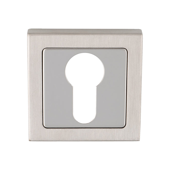 High quality image of Eurospec - Square Escutcheons - Bright/Satin Stainless Steel | Sku. sse1405sss-duo | Trade Door Handles.