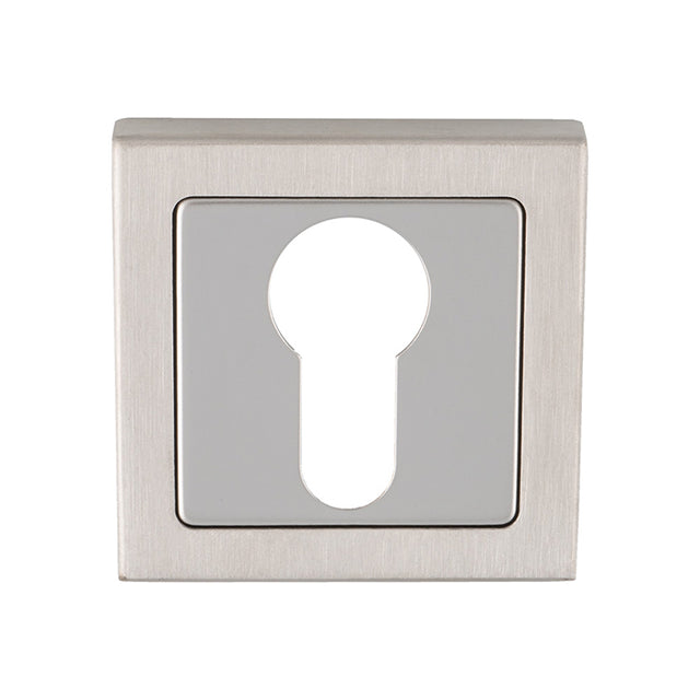 High quality image of Eurospec - Square Escutcheons - Bright/Satin Stainless Steel | Sku. sse1405sss-duo | Trade Door Handles.