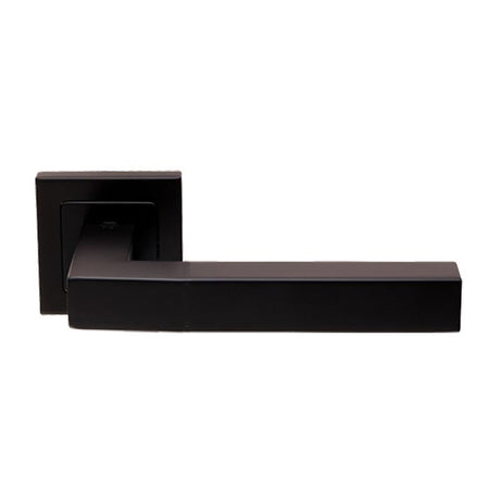 High quality image of Eurospec - Alvar Designer Lever on Sprung Square Rose - Matt Black | Sku. ssl1401mb | Trade Door Handles.