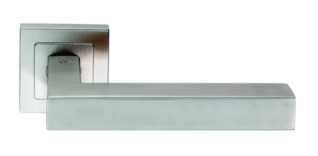 High quality image of Eurospec - Alvar Designer Lever on Sprung Square Rose - Satin Stainless Steel | Sku. ssl1401sss | Trade Door Handles.