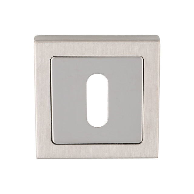 High quality image of Eurospec - Square Escutcheons - Bright/Satin Stainless Steel | Sku. ssp1405sss-duo | Trade Door Handles.