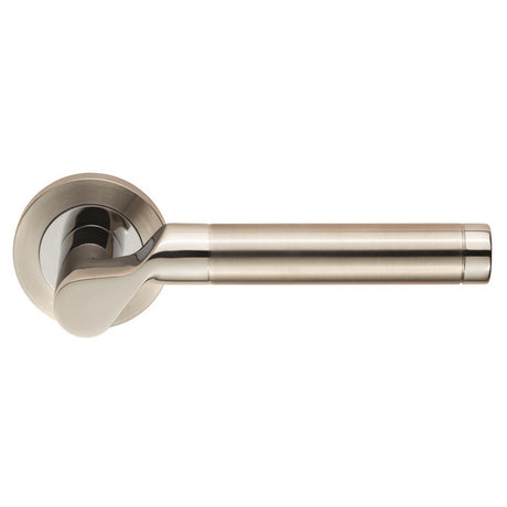 High quality image of Eurospec - Steelworx SWL Lucerna Lever on Rose - Bright/Satin Stainless Steel | Sku. swl1009duo | Trade Door Handles.