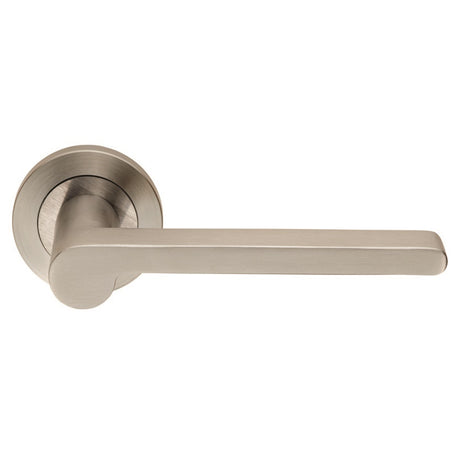 High quality image of Eurospec - Steelworx SWL Lubecca Lever on Rose - Satin Stainless Steel | Sku. swl1161sss | Trade Door Handles.