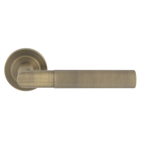 High quality image of Eurospec - Crown Knurled Lever - Antique Brass | Sku.SWL1169AB | Trade Door Handles.