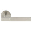 High quality image of Eurospec - ARROW LEVER ON SPRUNG SCREW-ON ROUND ROSE - SSS | Sku. swl1172sss | available to order from Trade Door Handles in Kendal.