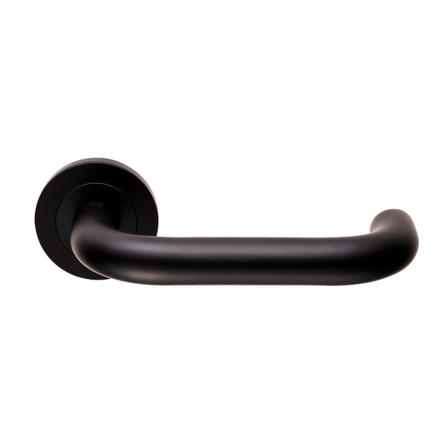 High quality image of Eurospec - Steelworx SWL Nera Lever on Rose - Matt Black | Sku. swl1190mb | Trade Door Handles.