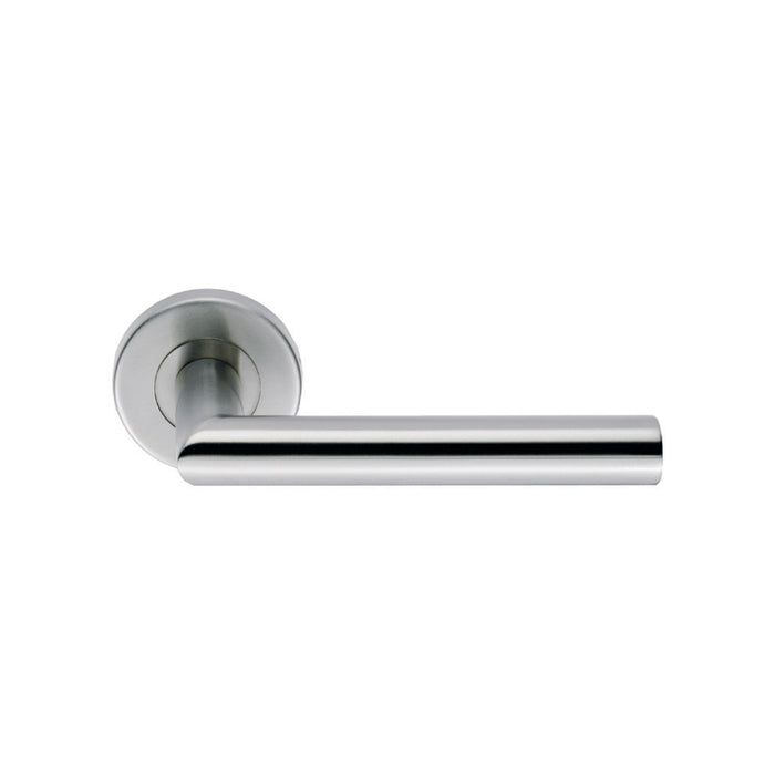 High quality image of Eurospec - Steelworx SWL Treviri Lever on Rose - Satin Stainless Steel | Sku. swl1192sss | Trade Door Handles.