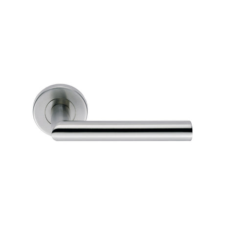 High quality image of Eurospec - Steelworx SWL Treviri Lever on Rose - Satin Stainless Steel | Sku. swl1192sss | Trade Door Handles.
