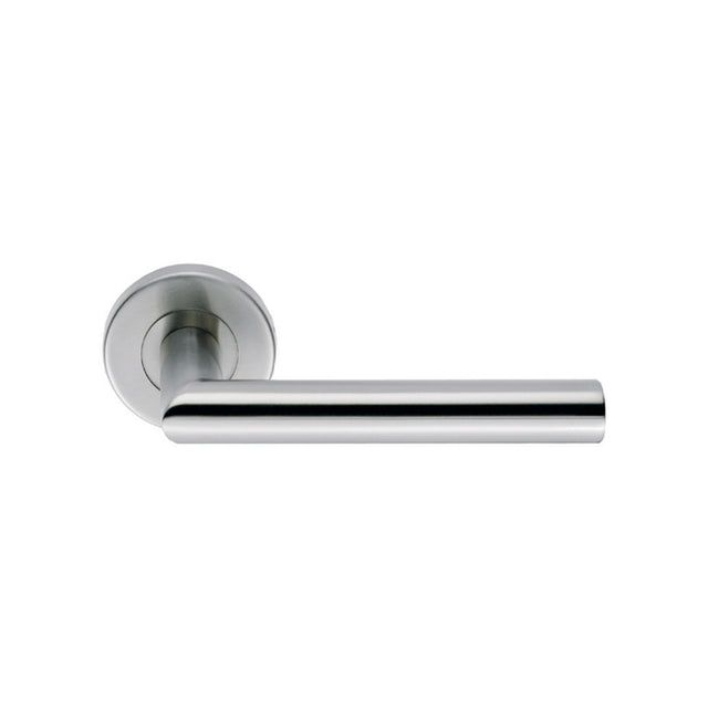 High quality image of Eurospec - Steelworx SWL Treviri Lever on Rose - Satin Stainless Steel | Sku. swl1192sss | Trade Door Handles.