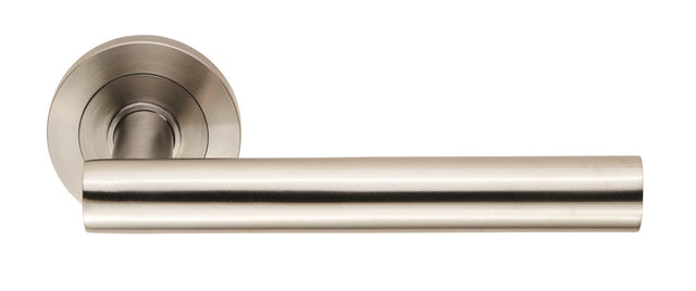 High quality image of Eurospec - Steelworx SWL Philadelphia Lever on Rose - Satin Stainless Steel | Sku. swl1194sss | Trade Door Handles.