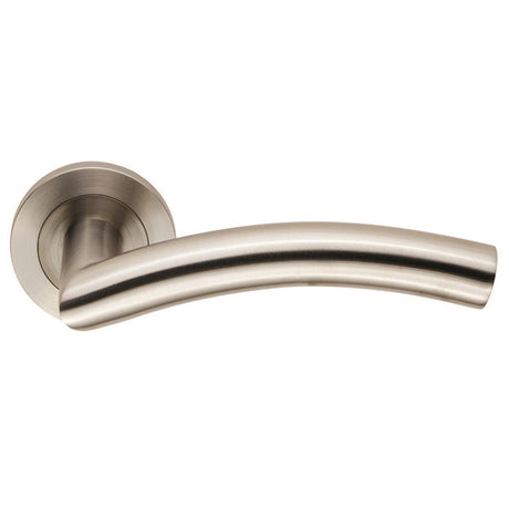 High quality image of Eurospec - Steelworx SWL Dresda Lever on Rose - Satin Stainless Steel | Sku. swl1196sss | Trade Door Handles.