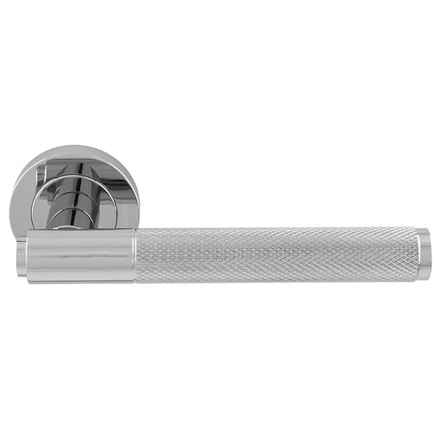 High quality image of Manital - Syntax Lever On round Rose - Polished Chrome | Sku. sx5cp | Trade Door Handles.