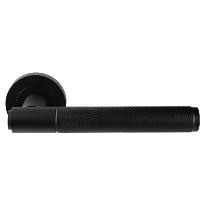 High quality image of Serozzetta - Syntax Lever On round Rose - Matt Black | Sku. sx5mb | Trade Door Handles.
