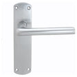 High quality image of Serozzetta - Uno Lever on Latch Backplate - Satin Chrome | Sku. szc012sc | Trade Door Handles.