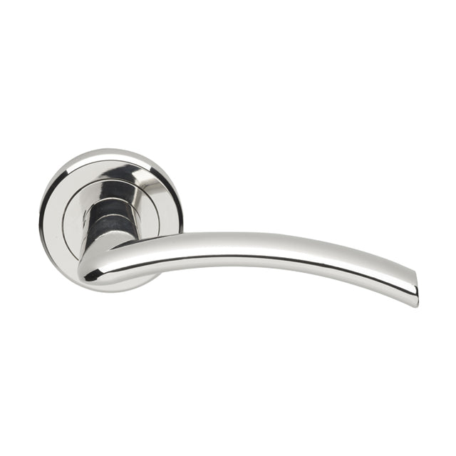 High quality image of Serozzetta - Tres Lever on Round Rose - Polished Chrome | Sku. szc030cp | Trade Door Handles.