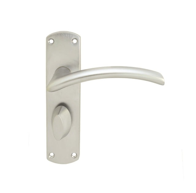High quality image of Serozzetta - Tres Lever on WC Backplate - Satin Chrome | Sku. szc033sc | Trade Door Handles.