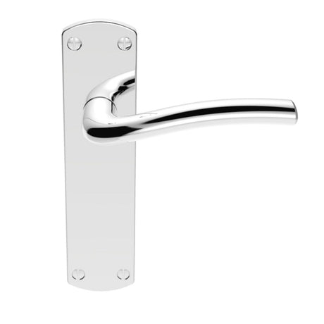 High quality image of Serozzetta - Cuatro Lever on Latch Backplate - Polished Chrome | Sku. szc042cp | Trade Door Handles.