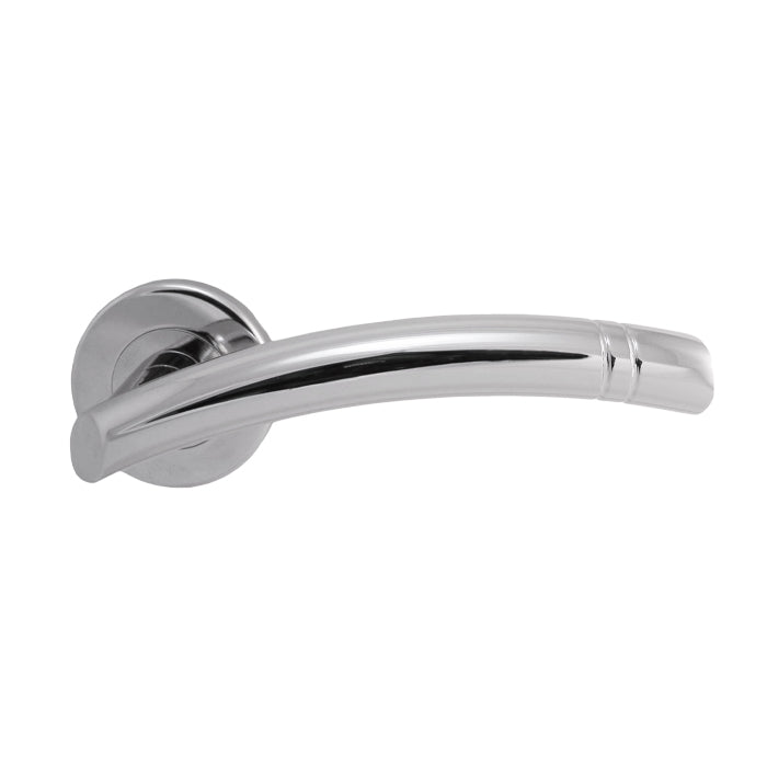 High quality image of Serozzetta - Cuarenta Lever on Round Rose - Polished Chrome | Sku. szc340cp | Trade Door Handles.
