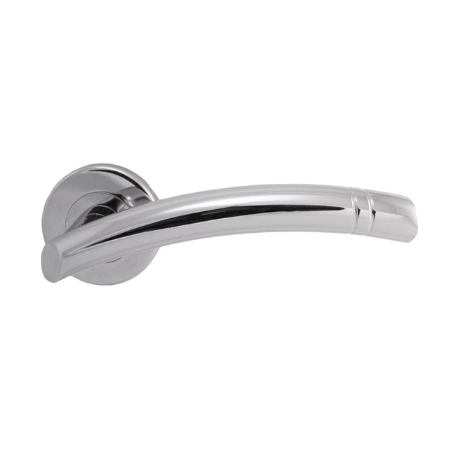 High quality image of Serozzetta - Cuarenta Lever on Round Rose - Polished Chrome | Sku. szc340cp | Trade Door Handles.